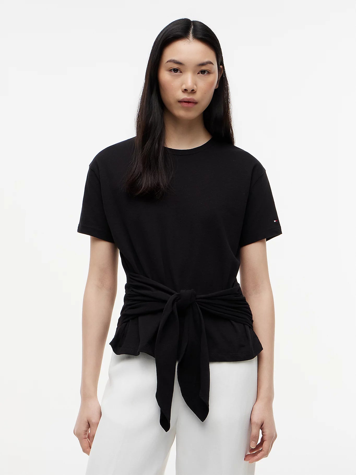 Tommy Hilfiger naisten t-paita CO Slub Knot SS Tee, musta