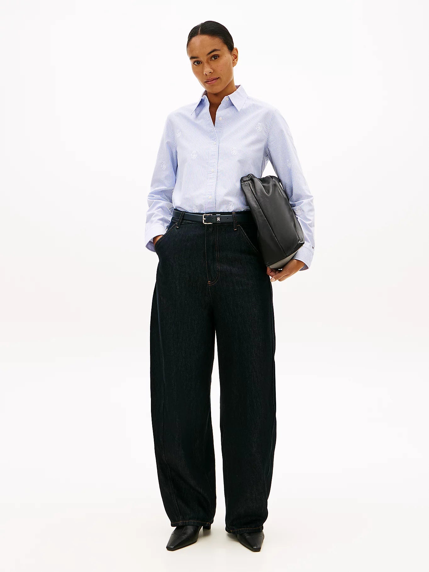 Tommy Hilfiger naisten paitapusero Oxford AOP Relaxed Shirt, vaaleansininen