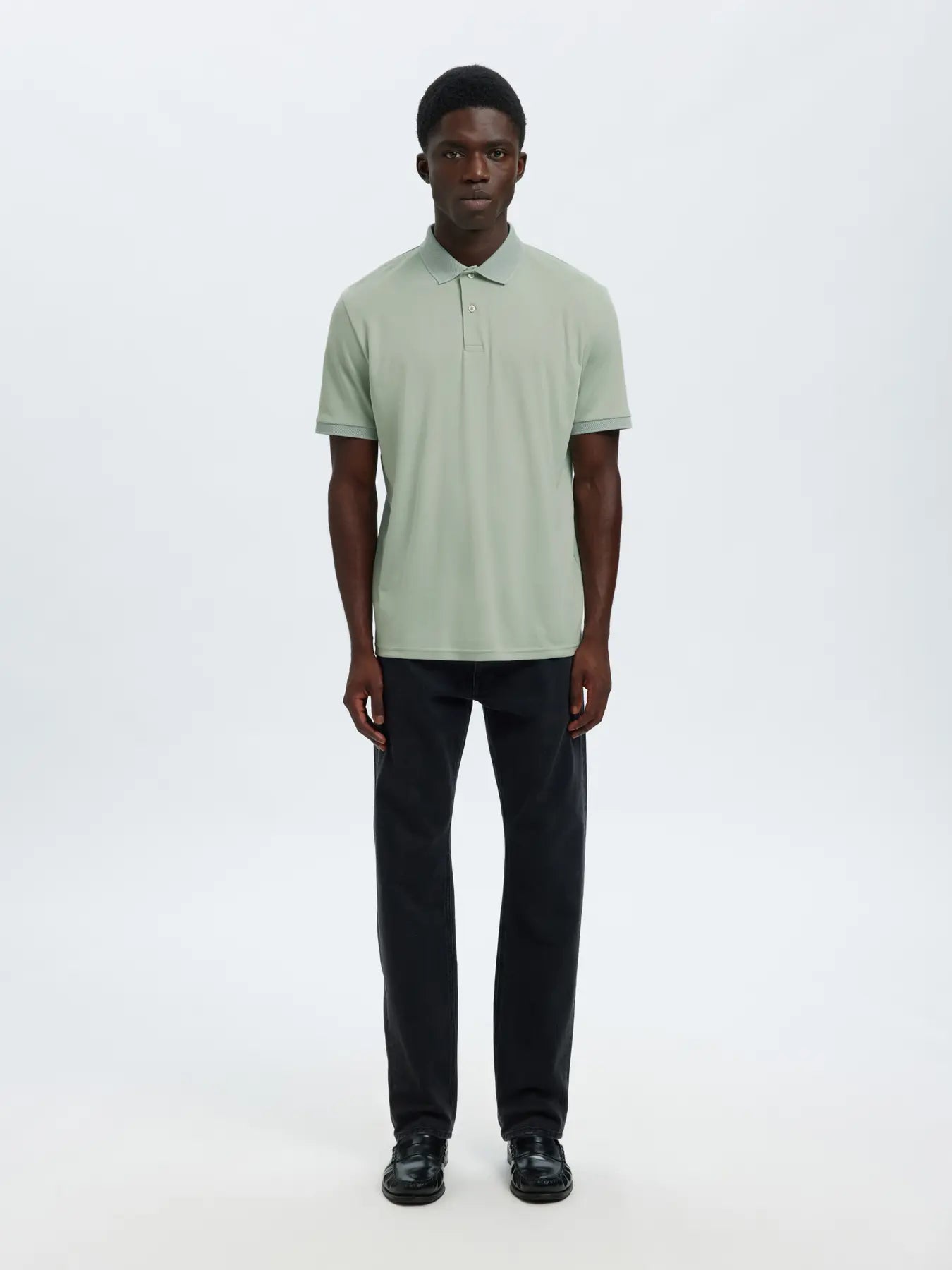 Selected miesten pikeepaita SLHFAVE Button Ss Polo Noos, Aqua Gray