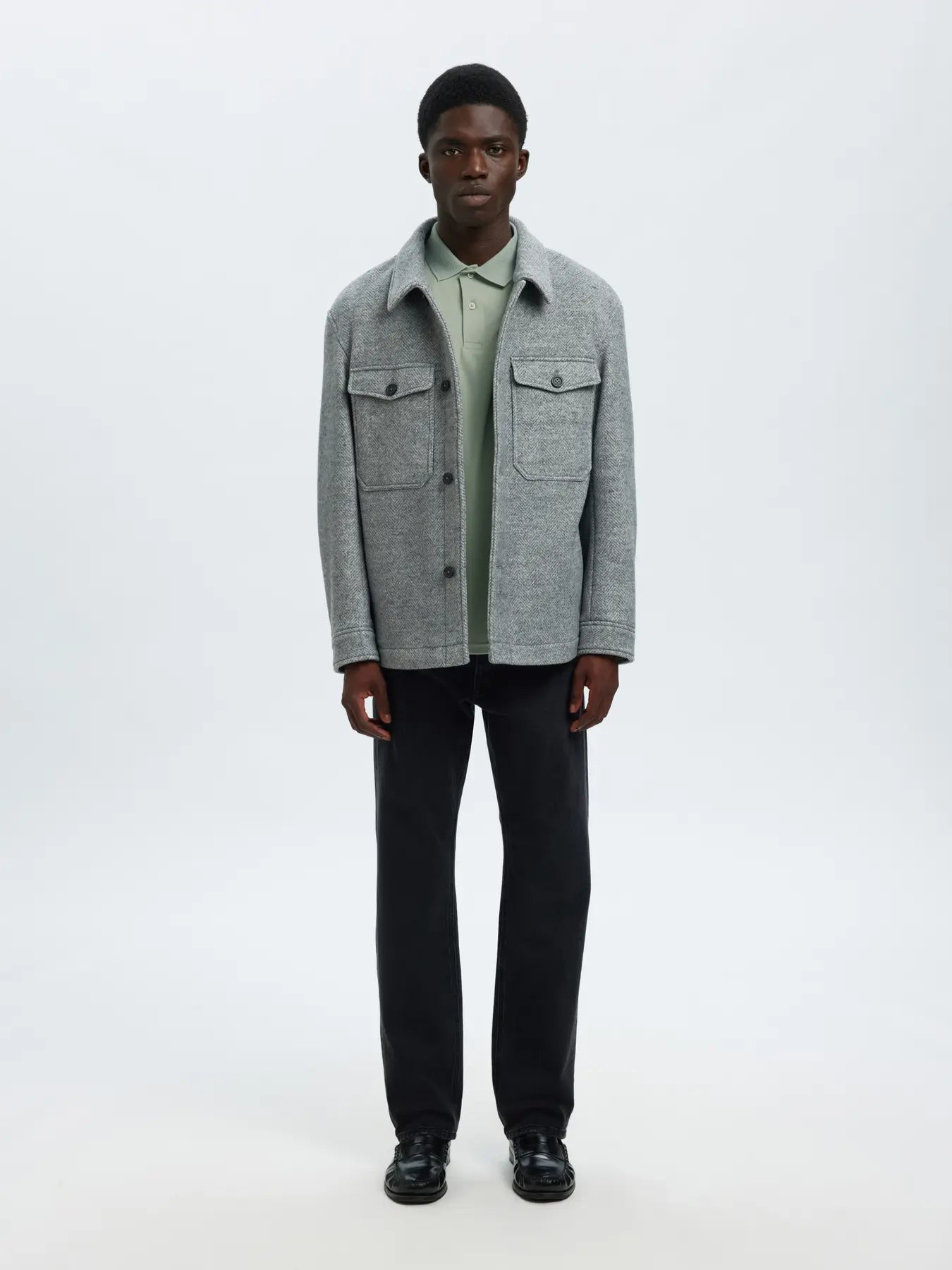 Selected miesten pikeepaita SLHFAVE Button Ss Polo Noos, Aqua Gray