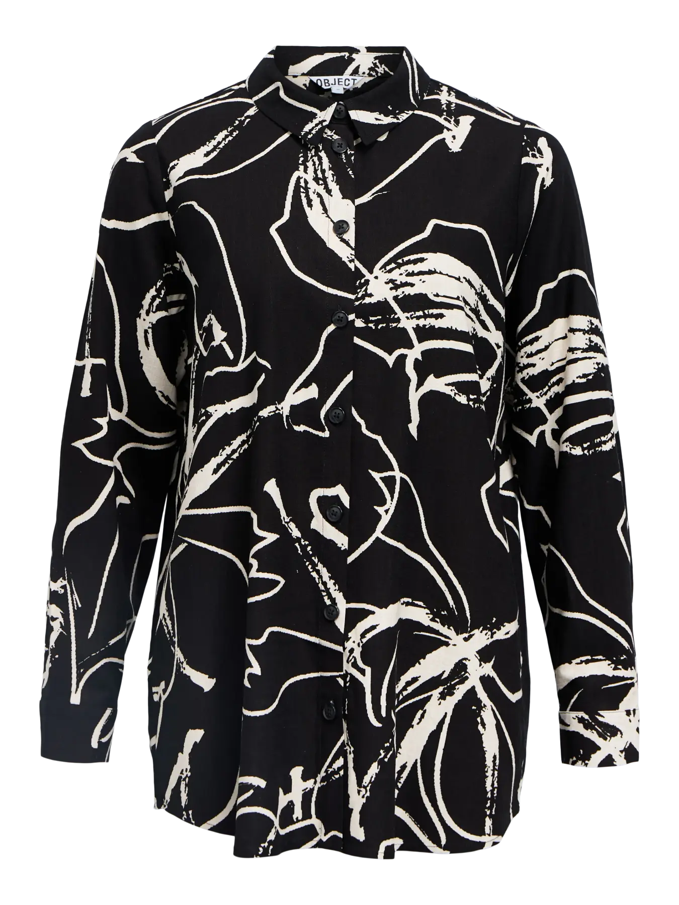 Object naisten paitapusero OBJSanne L/S Shirt, musta kuviollinen