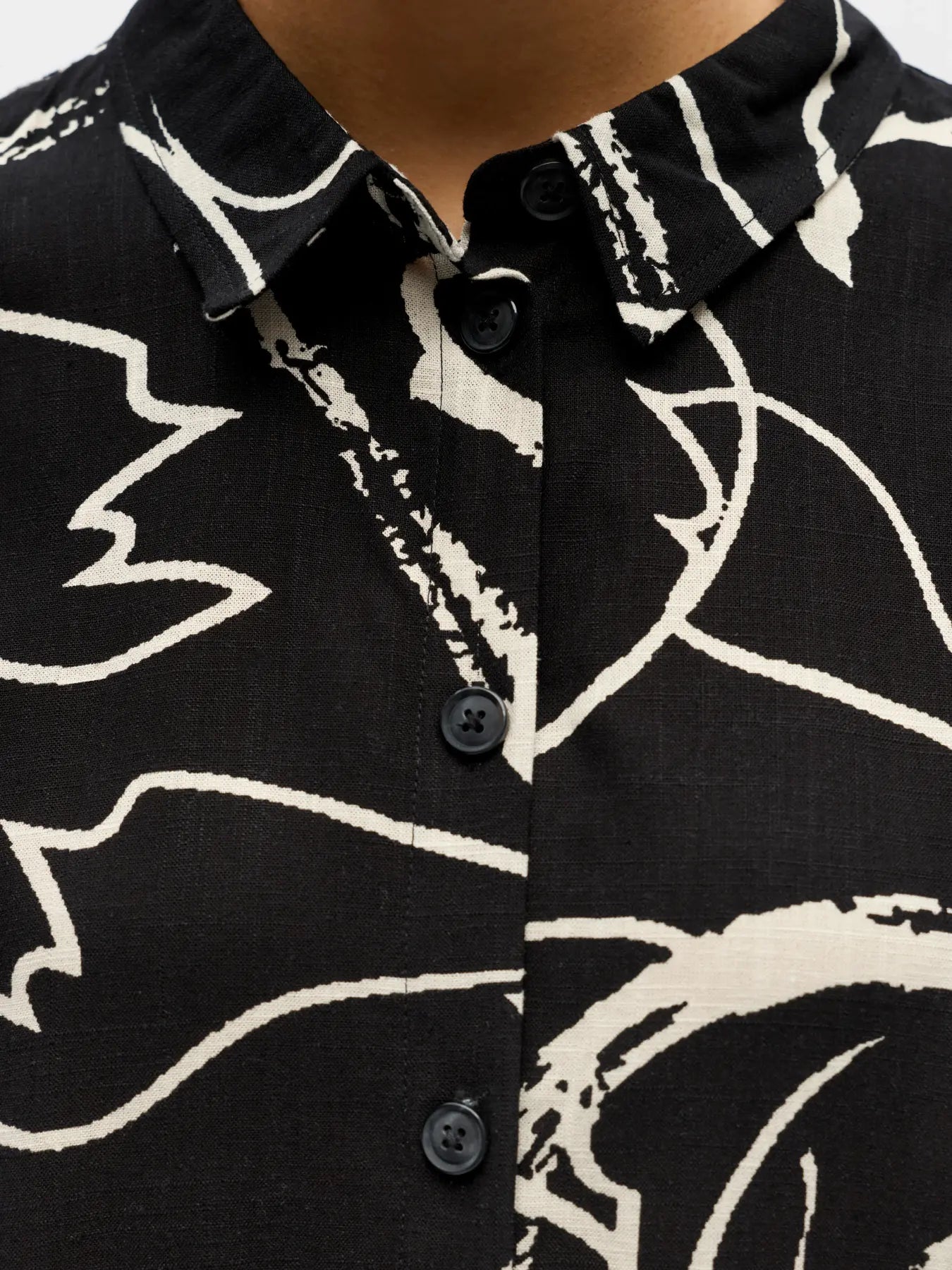 Object naisten paitapusero OBJSanne L/S Shirt, musta kuviollinen