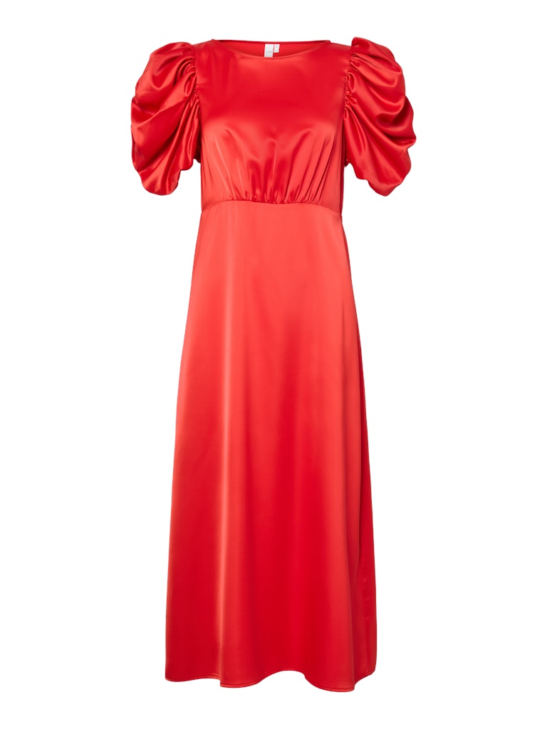 Y.A.S Naisten Mekko Yaspella 2/4 Long Dress S. Fiery Red, satiini