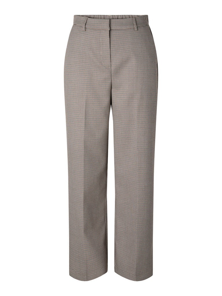 Y.A.S naisten housut Yaschekka Hw Wide Pants, Black w. checks