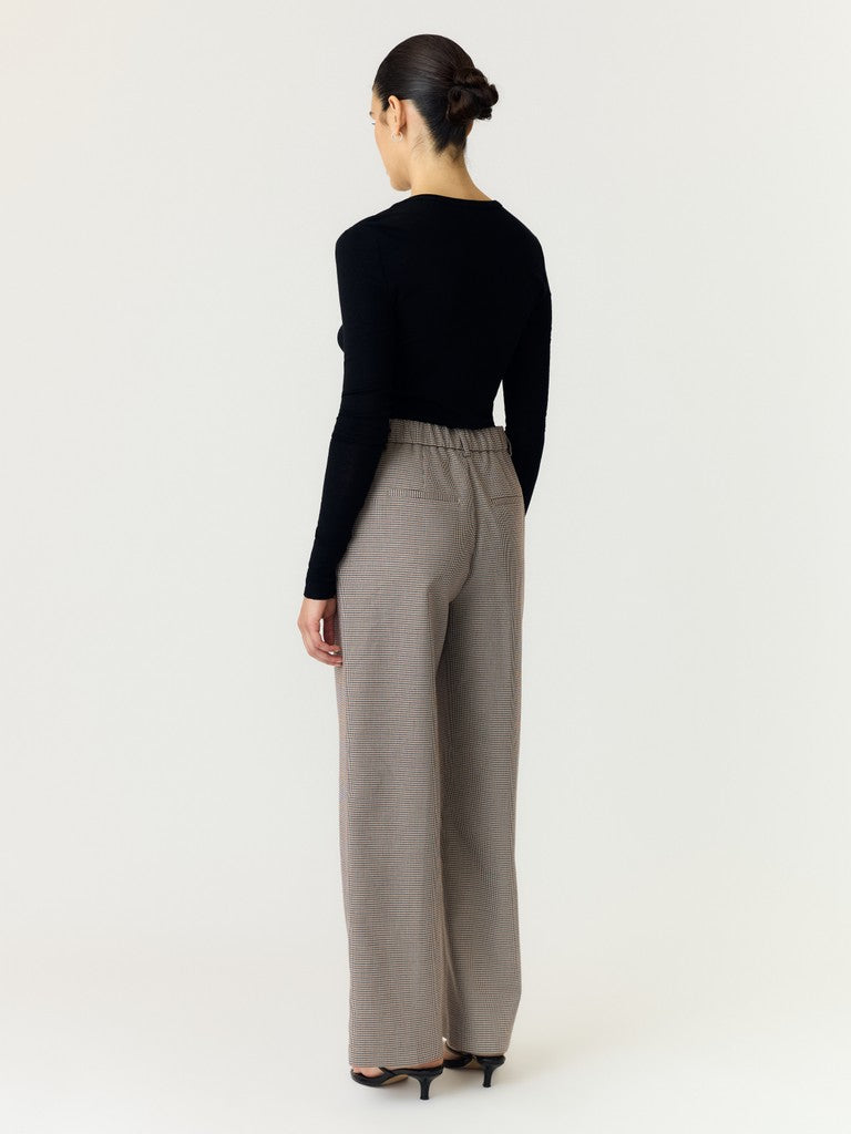 Y.A.S naisten housut Yaschekka Hw Wide Pants, Black w. checks