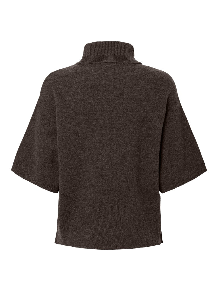 Y.A.S naisten neulepusero, YASEMILA 2/4 WOOL KNIT PULLOVER S. NOOS Coffee Bean