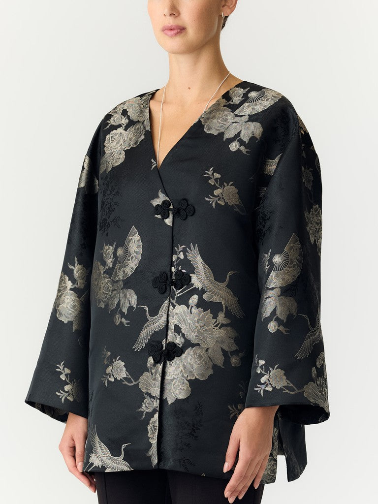 YAS naisten jakku Yasjade 7/8 Kimono Jacket, Black Jade Print