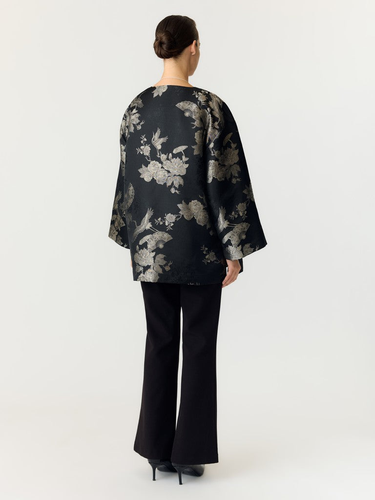 YAS naisten jakku Yasjade 7/8 Kimono Jacket, Black Jade Print