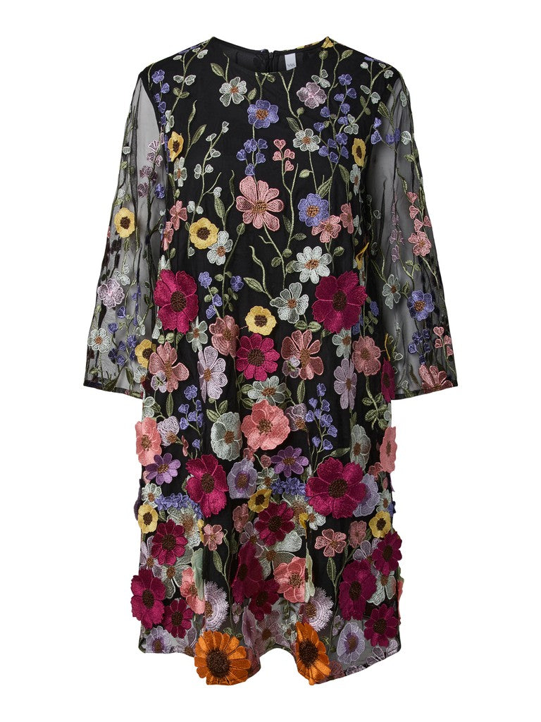 Y.A.S naisten Juhlamekot Yasflowering 3/4 Dress, musta kukkakuosi