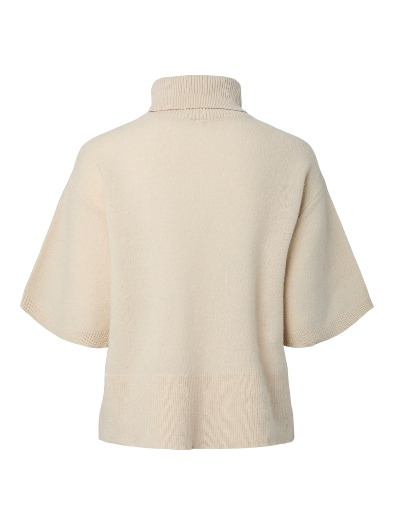 Y.A.S naisten neulepusero, YASEMILA 2/4 WOOL KNIT PULLOVER S. NOOS Sandshell