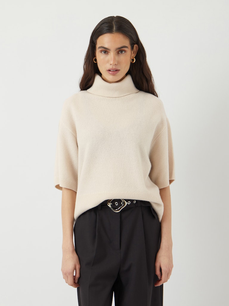 Y.A.S naisten neulepusero, YASEMILA 2/4 WOOL KNIT PULLOVER S. NOOS Sandshell