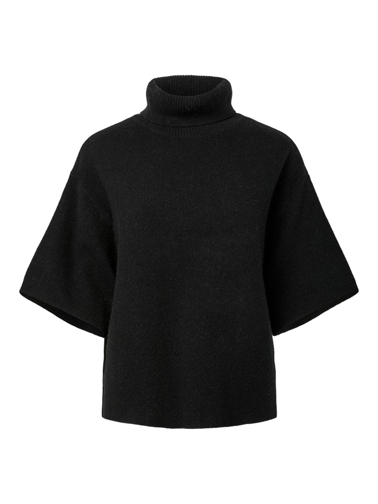 Y.A.S naisten neulepusero, YASEMILA 2/4 WOOL KNIT PULLOVER S. NOOS Black