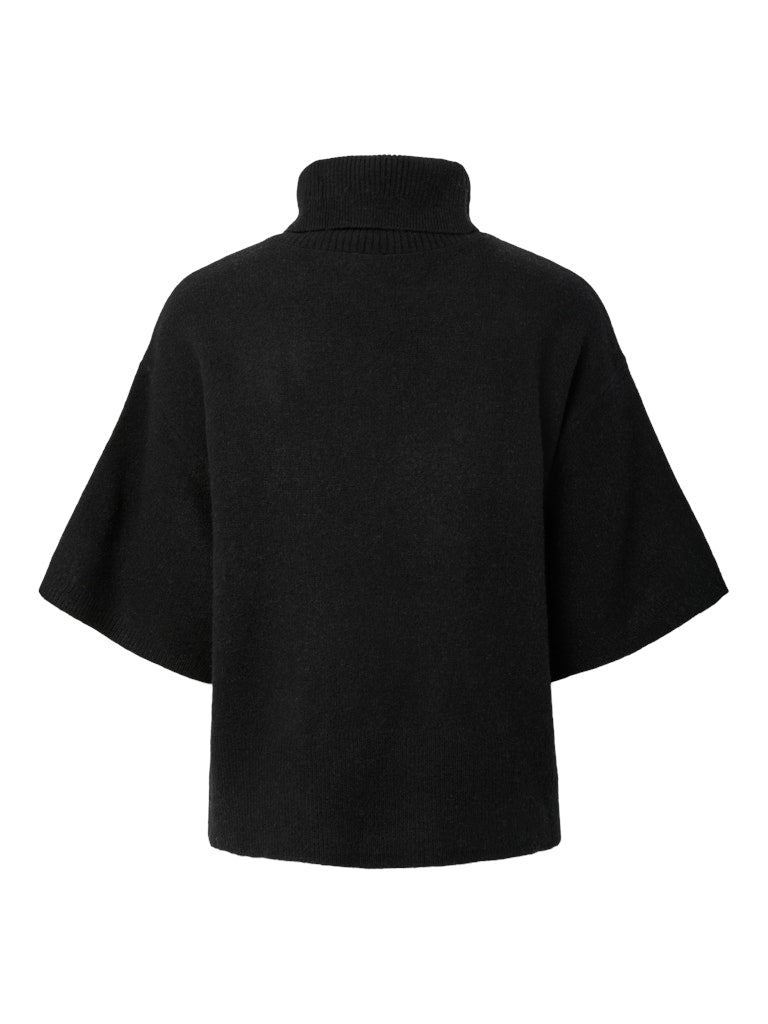 Y.A.S naisten neulepusero, YASEMILA 2/4 WOOL KNIT PULLOVER S. NOOS Black