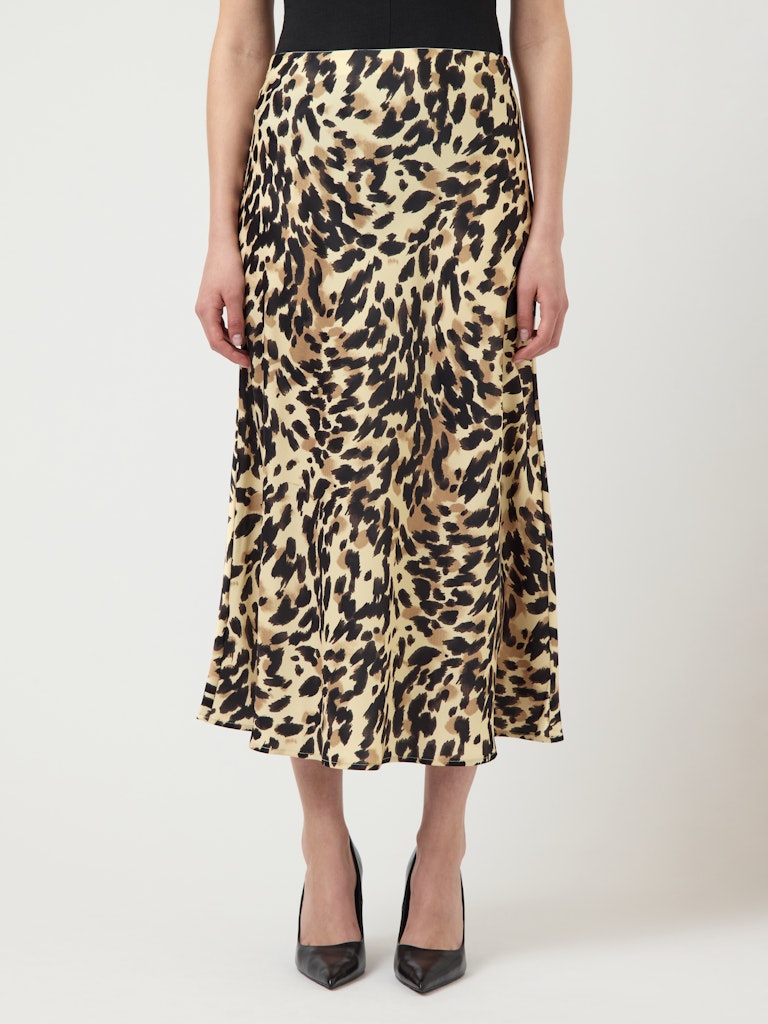Y.A.S hame YASPella HW Midi Skirt, Black Leo Print
