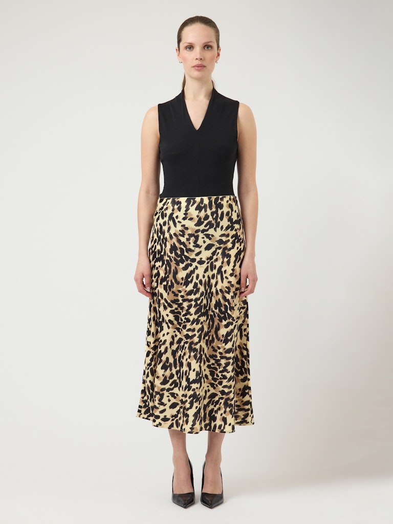 Y.A.S hame YASPella HW Midi Skirt, Black Leo Print