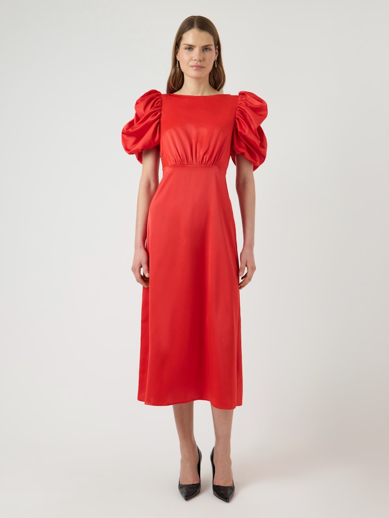 Y.A.S Naisten Mekko Yaspella 2/4 Long Dress S. Fiery Red, satiini