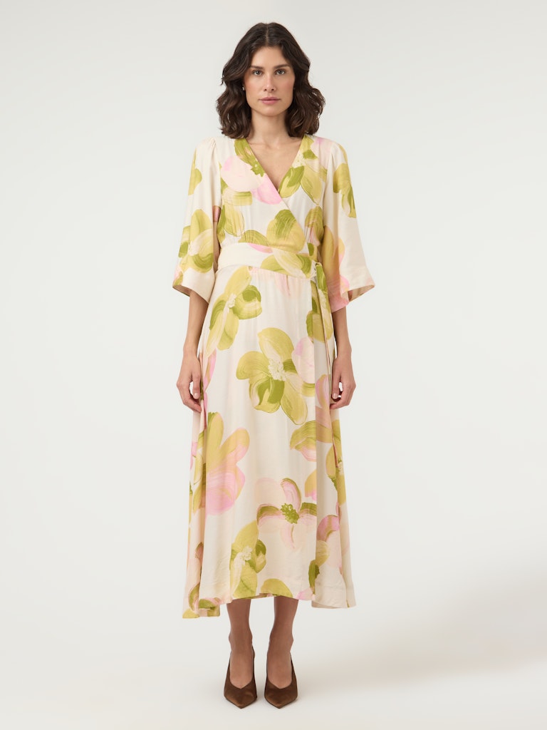 Y.A.S midimekko Yasmarga 3/4 Wrap Long Dress, Pristine Marga AOP