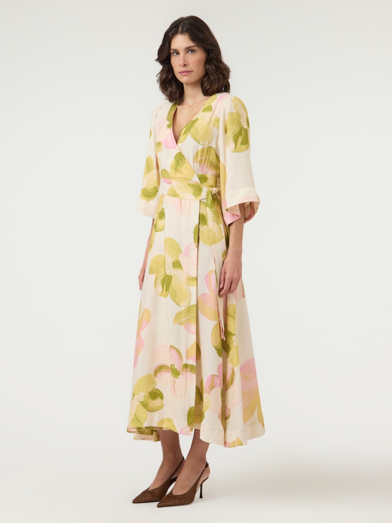 Y.A.S midimekko Yasmarga 3/4 Wrap Long Dress, Pristine Marga AOP