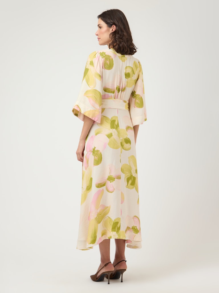 Y.A.S midimekko Yasmarga 3/4 Wrap Long Dress, Pristine Marga AOP