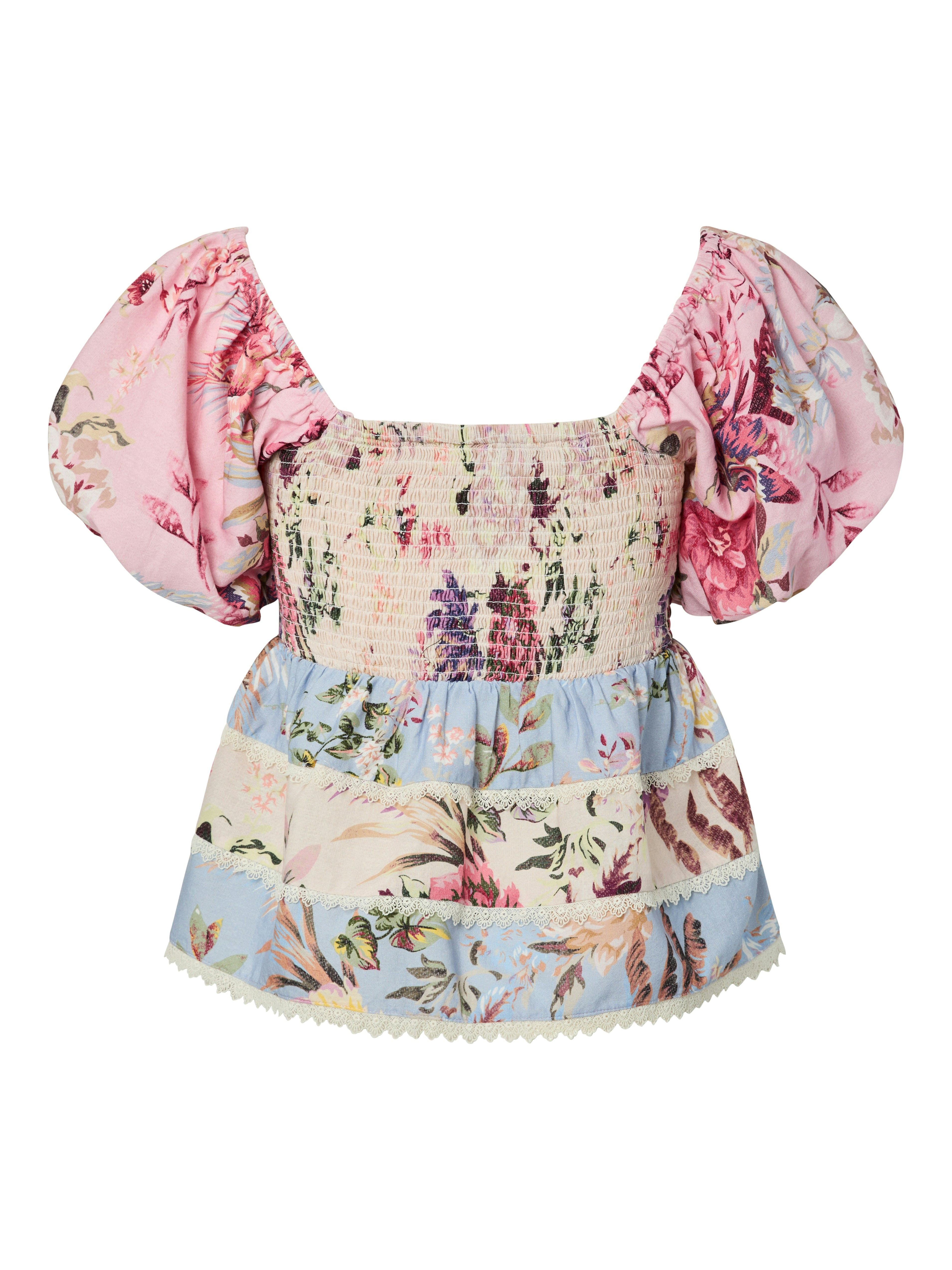Y.A.S naisten toppi YasMessa SS Smock Top, Pristine W. Ballerin