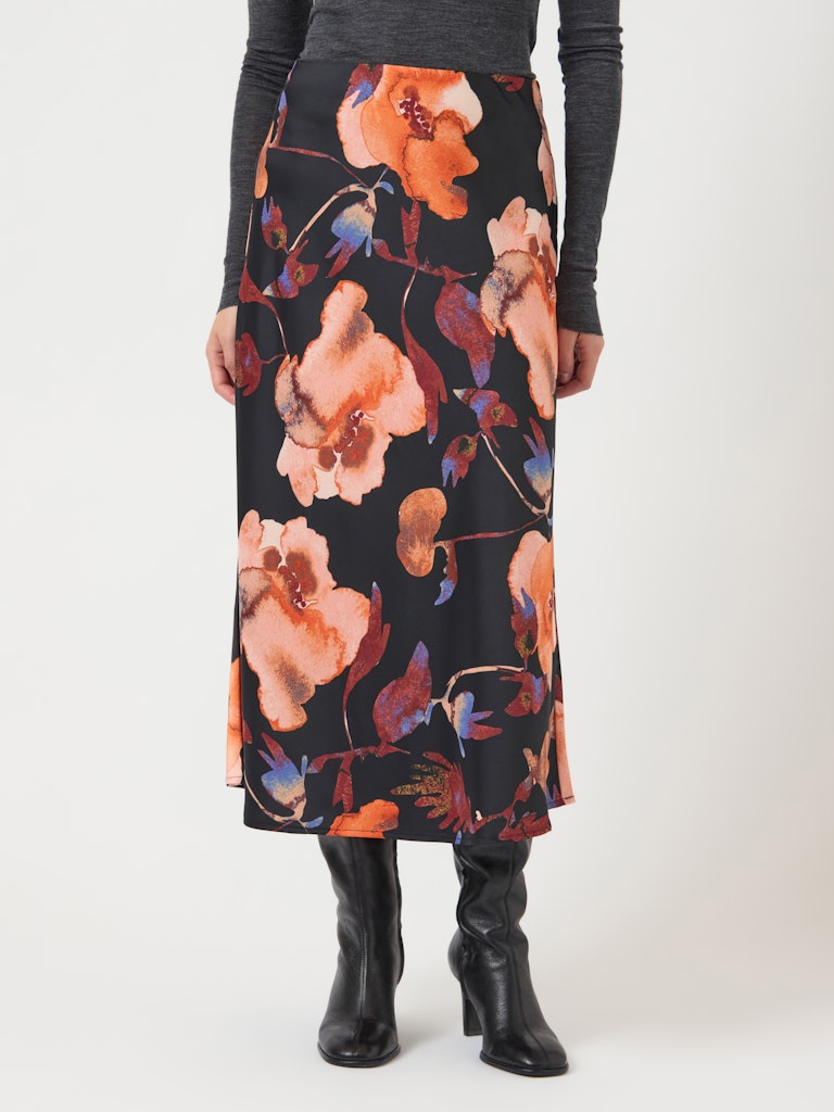 Y.A.S naisten hame YASPELLA HW MIDI SKIRT S. NOOS, Black Pilana