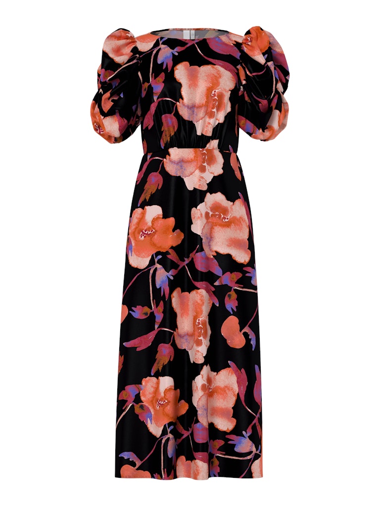 Y.A.S naisten mekko YASPella 2/4 Long Dress S., Black Pilana Aop