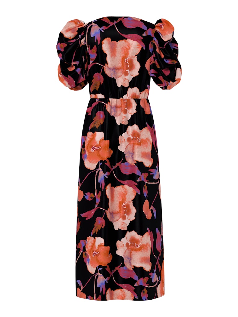 Y.A.S naisten mekko YASPella 2/4 Long Dress S., Black Pilana Aop