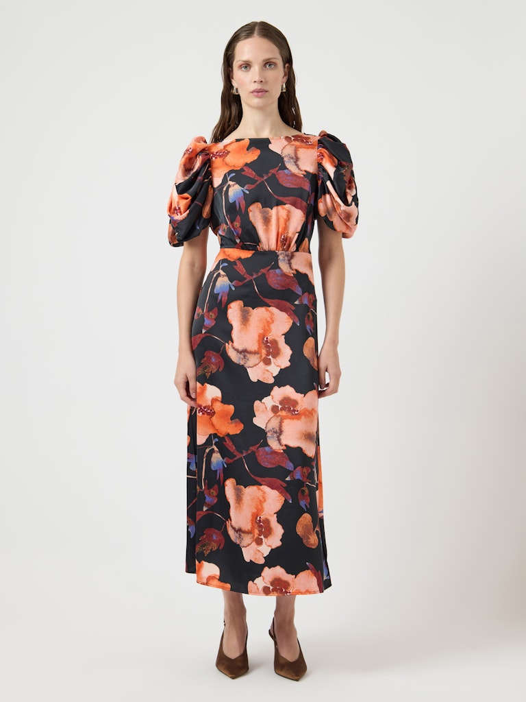 Y.A.S naisten mekko YASPella 2/4 Long Dress S., Black Pilana Aop
