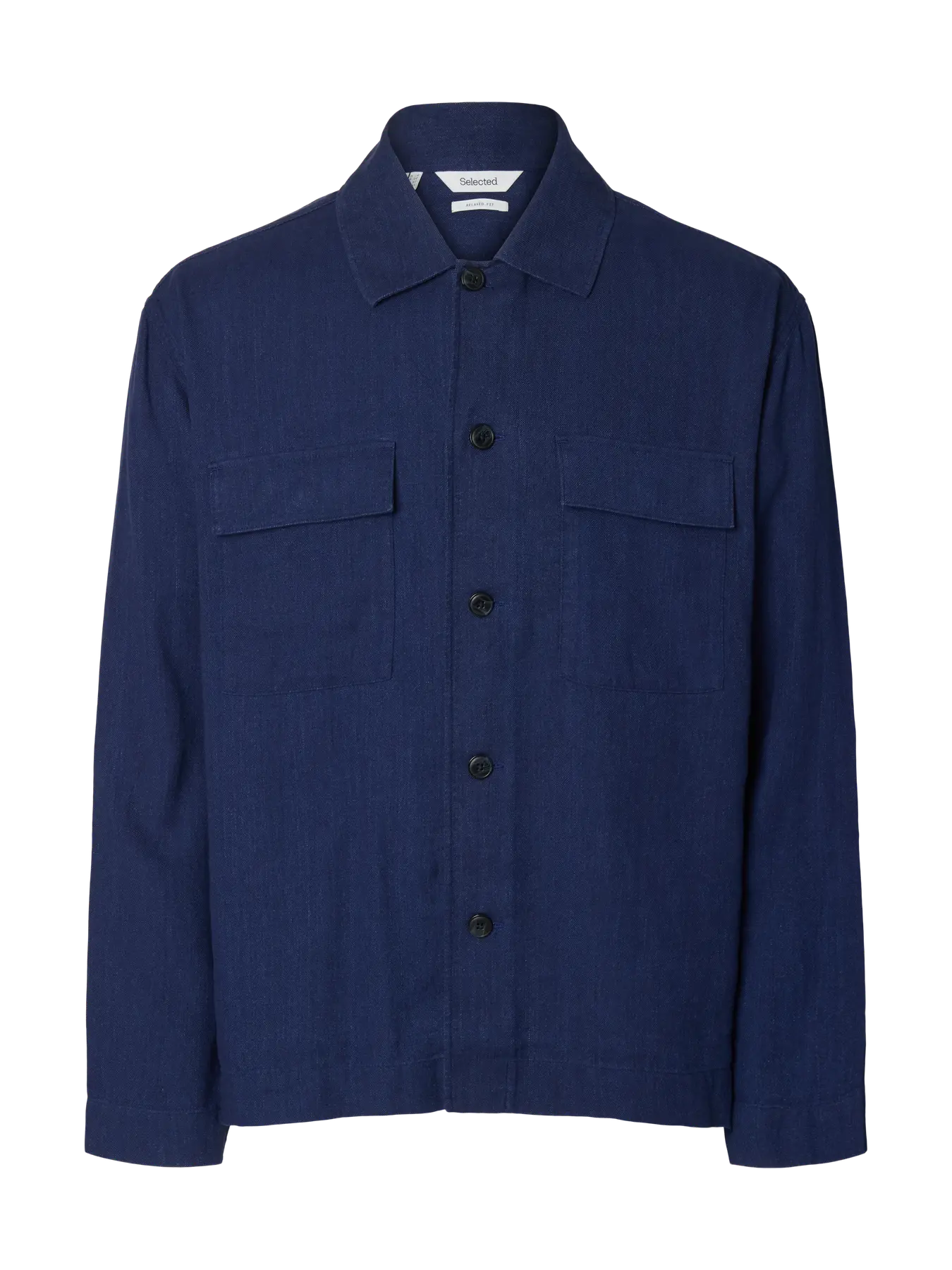 Selected miesten paitatakki Linen Blend Overshirt, Ocean Cavern