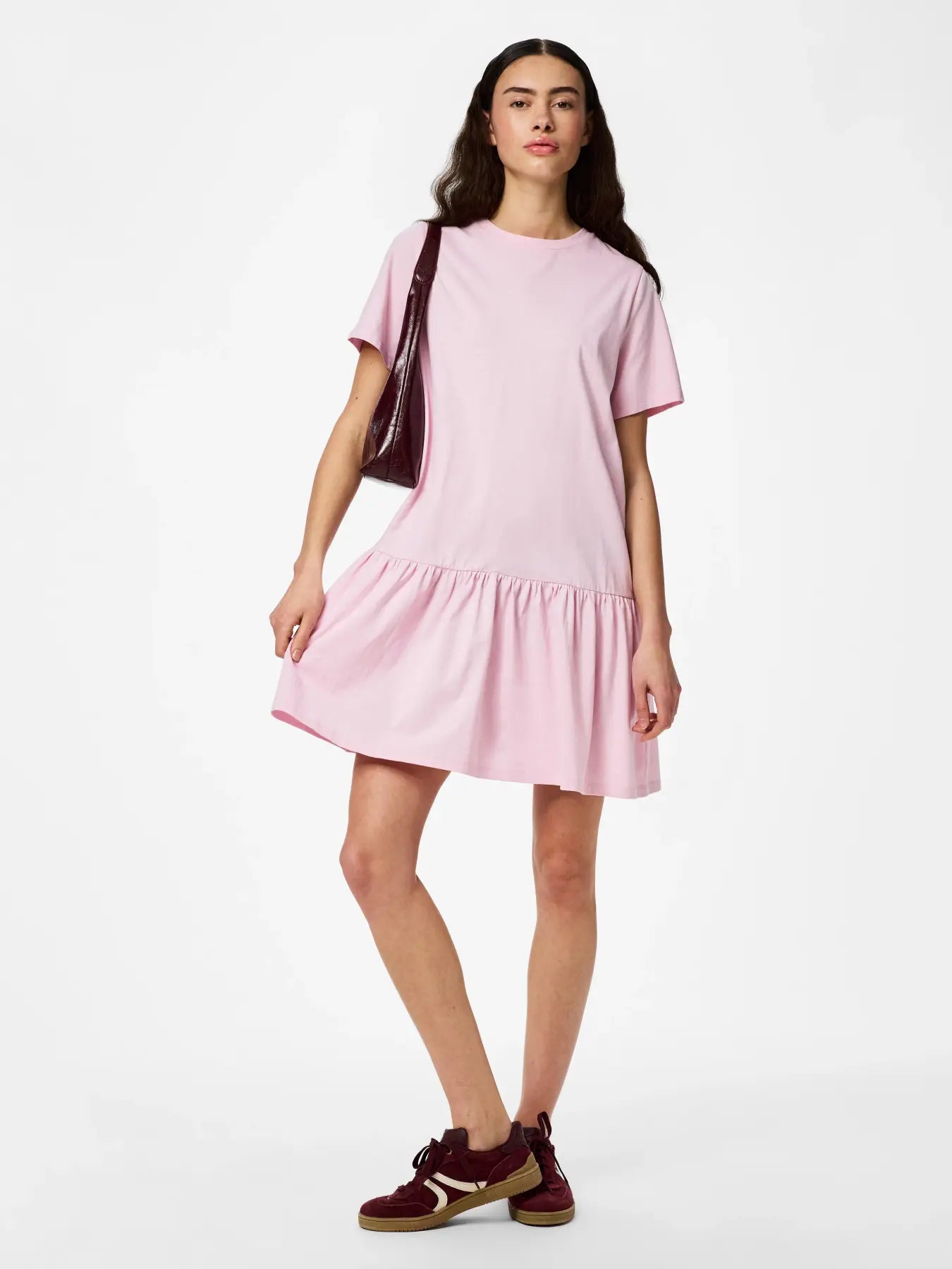 Pieces mekko PCDISSO SS O-Neck Dress, Vaaleanpunainen