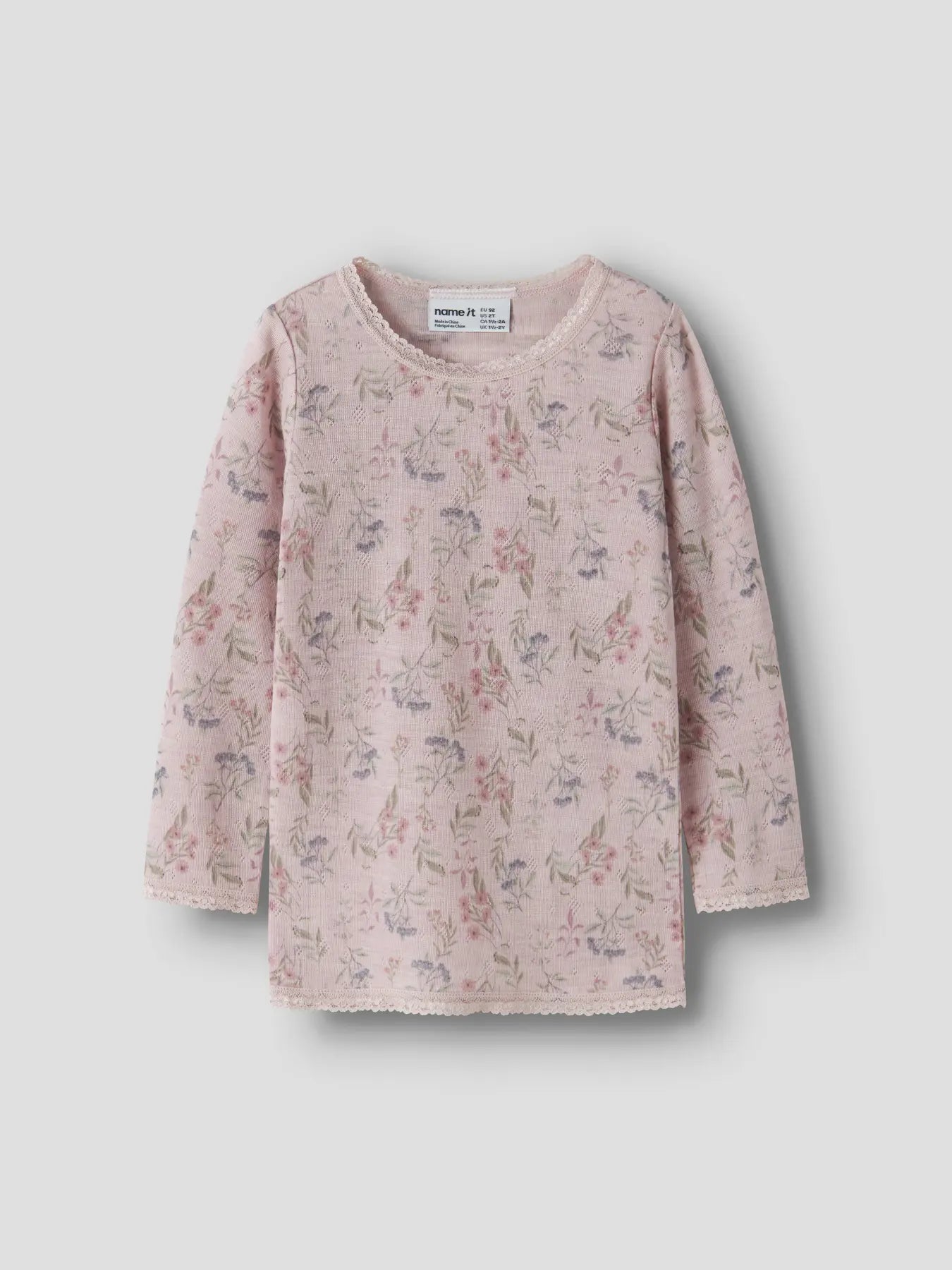 Name It lasten pitkähihainen paita Wang Wool Needle LS Top, vaaleanpunainen kuosi