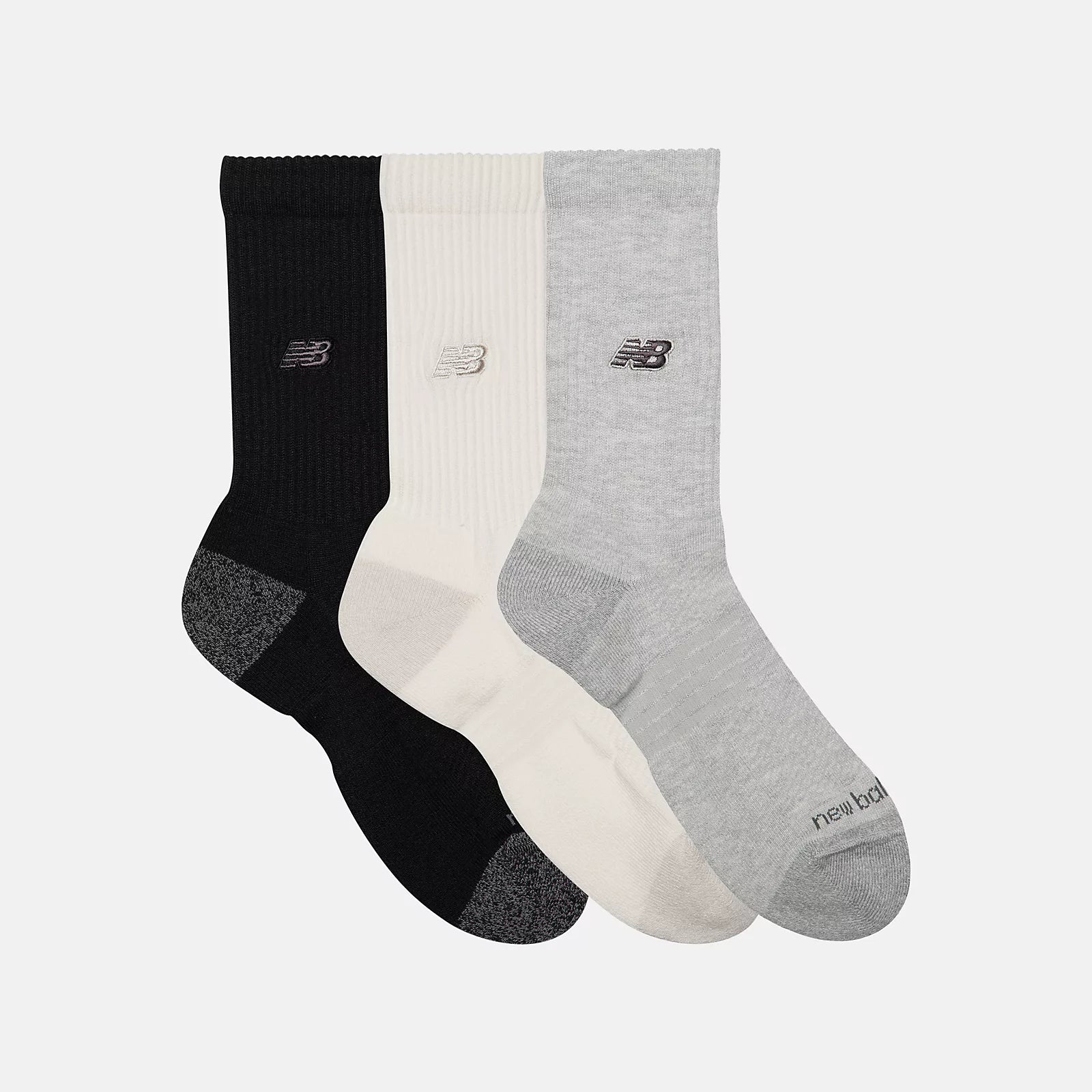 New Balance unisex sukat Active Premium Crew 3 Pack Socks, musta/harmaa/vaalea