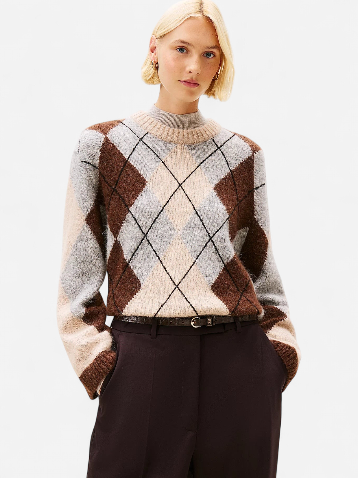 Tommy Hilfiger naisten neulepusero ALPACA BLEND ARGYLE C-NK LS SWEATER, monivärinen kuosi - Kekäle.fi