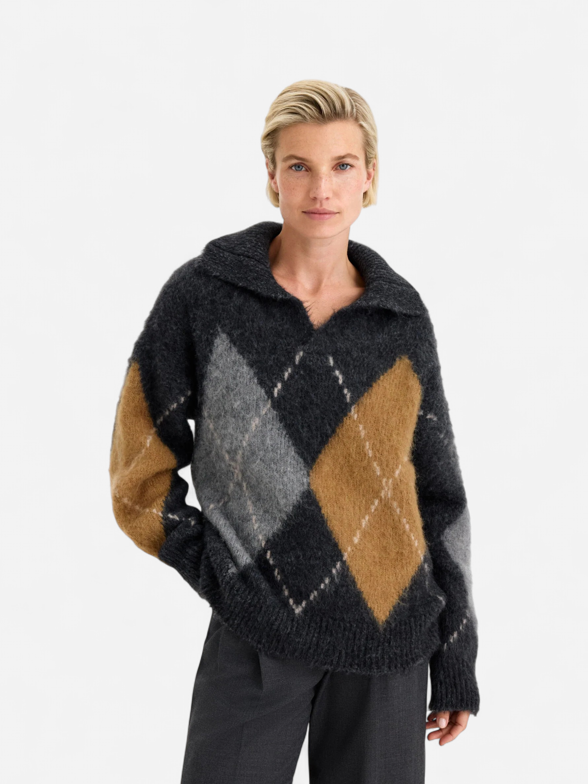 alpaca check sweater HARMAA KUOSILLINEN - Kekäle.fi