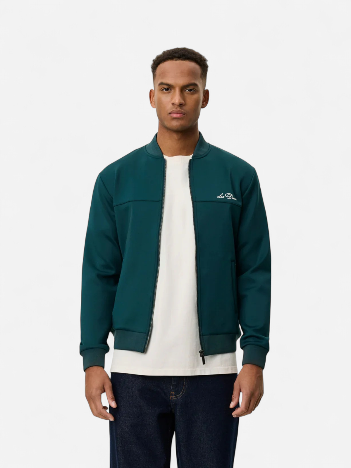 Les Deux miesten vetoketjutakki Ballier Crew Bomber Jacket, vihreä - Kekäle.fi