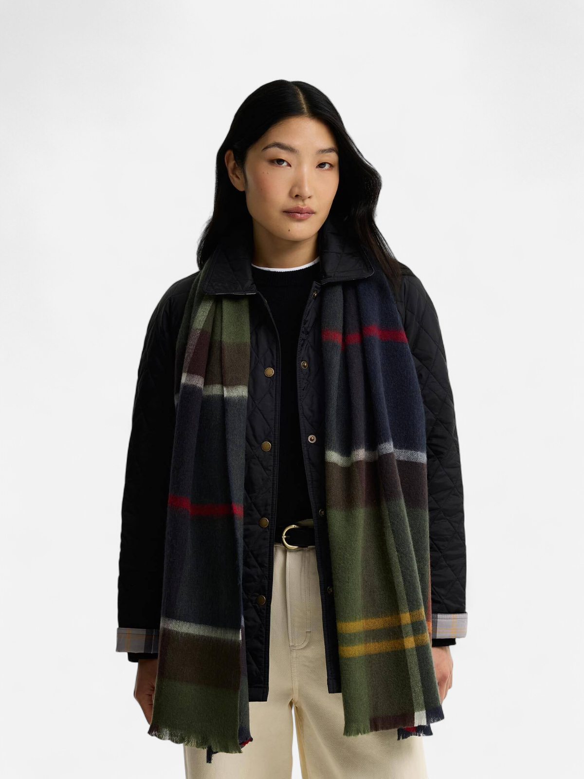 Barbour naisten huivi Rosefield Tartan Scarf, vihreä ruutu - Kekäle.fi