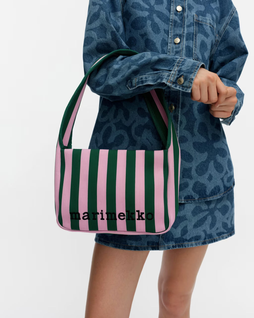 Marimekko olkalaukku Knitted Shoulderbag Merirosvo, vihreä raita