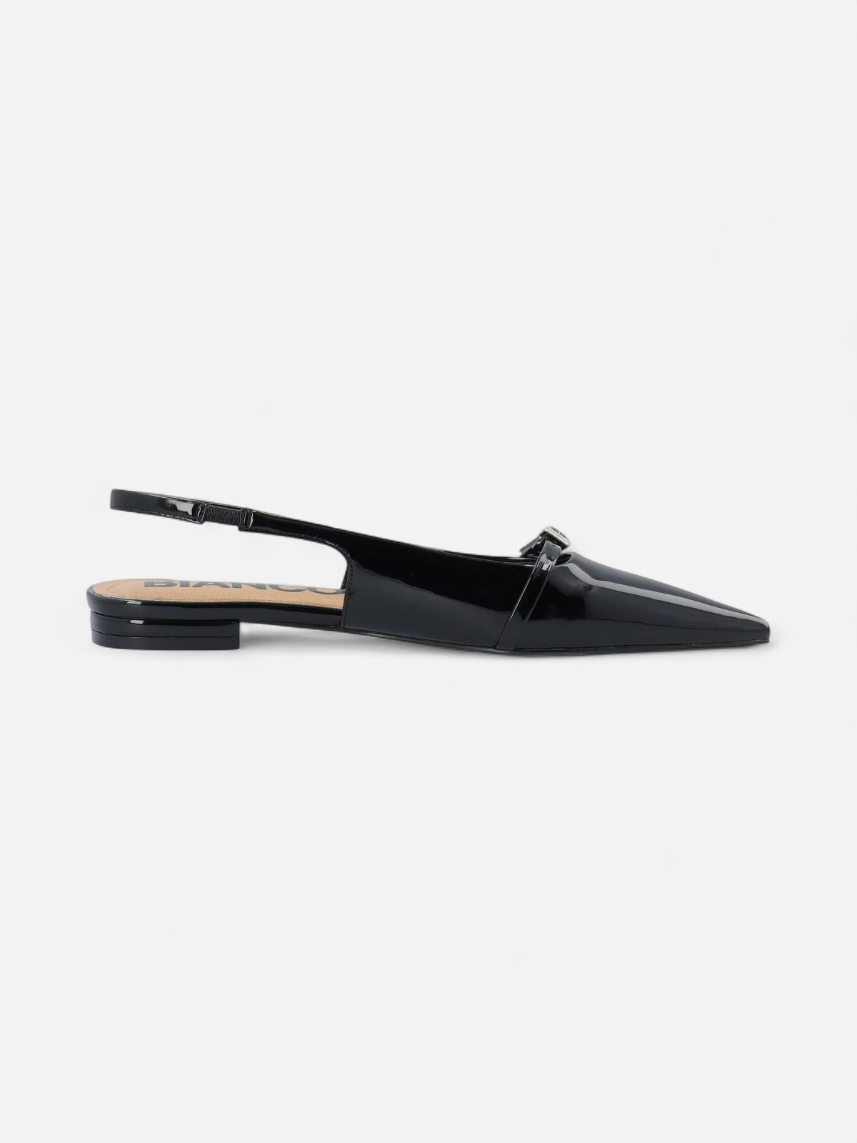 Bianco naisten avokkaat BiaBari Pointy Flat Slingback Faux Leather, musta - Kekäle.fi