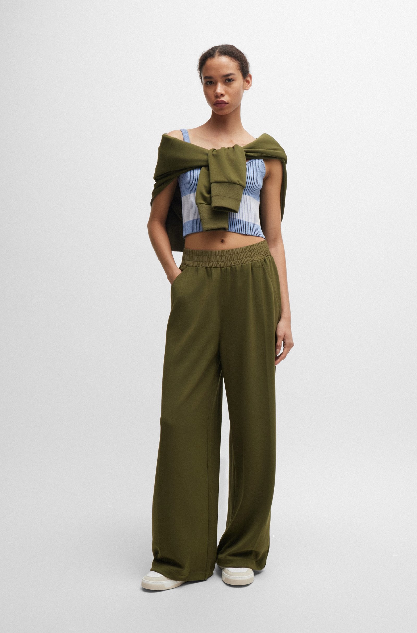 boss-orange-naisten-housut-ecara-jersey-pant-armeijanvihrea-4