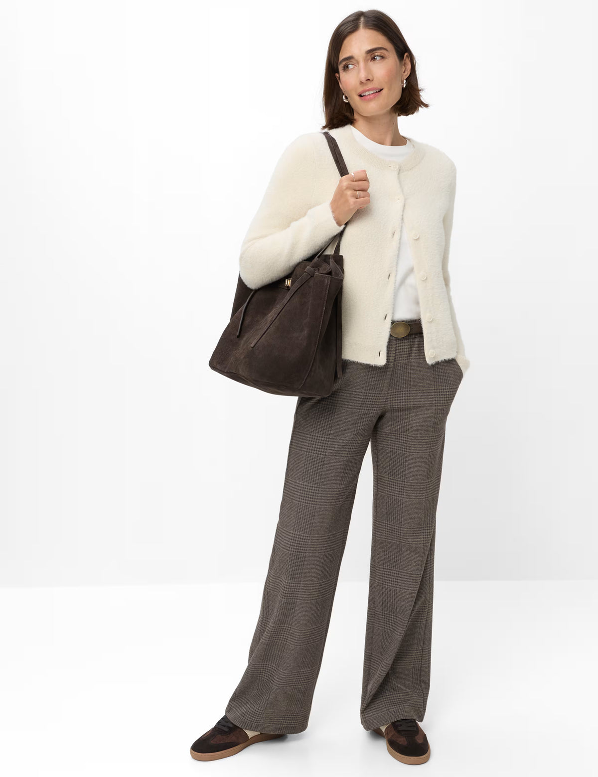 Brax naisten housut Maine, beige ruutu