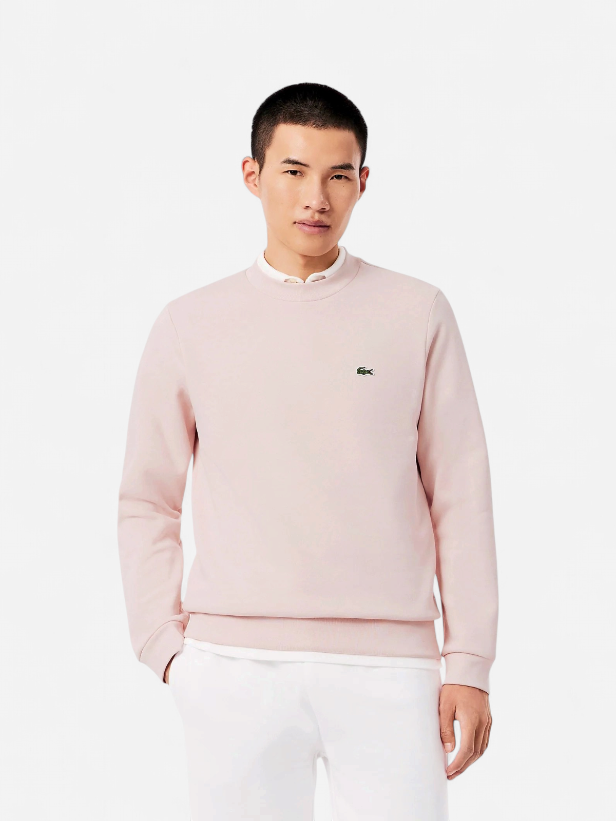 Lacoste miesten neulepusero Brushed Cotton Fleex Jogger Sweatshirt, vaaleanpunainen - Kekäle.fi
