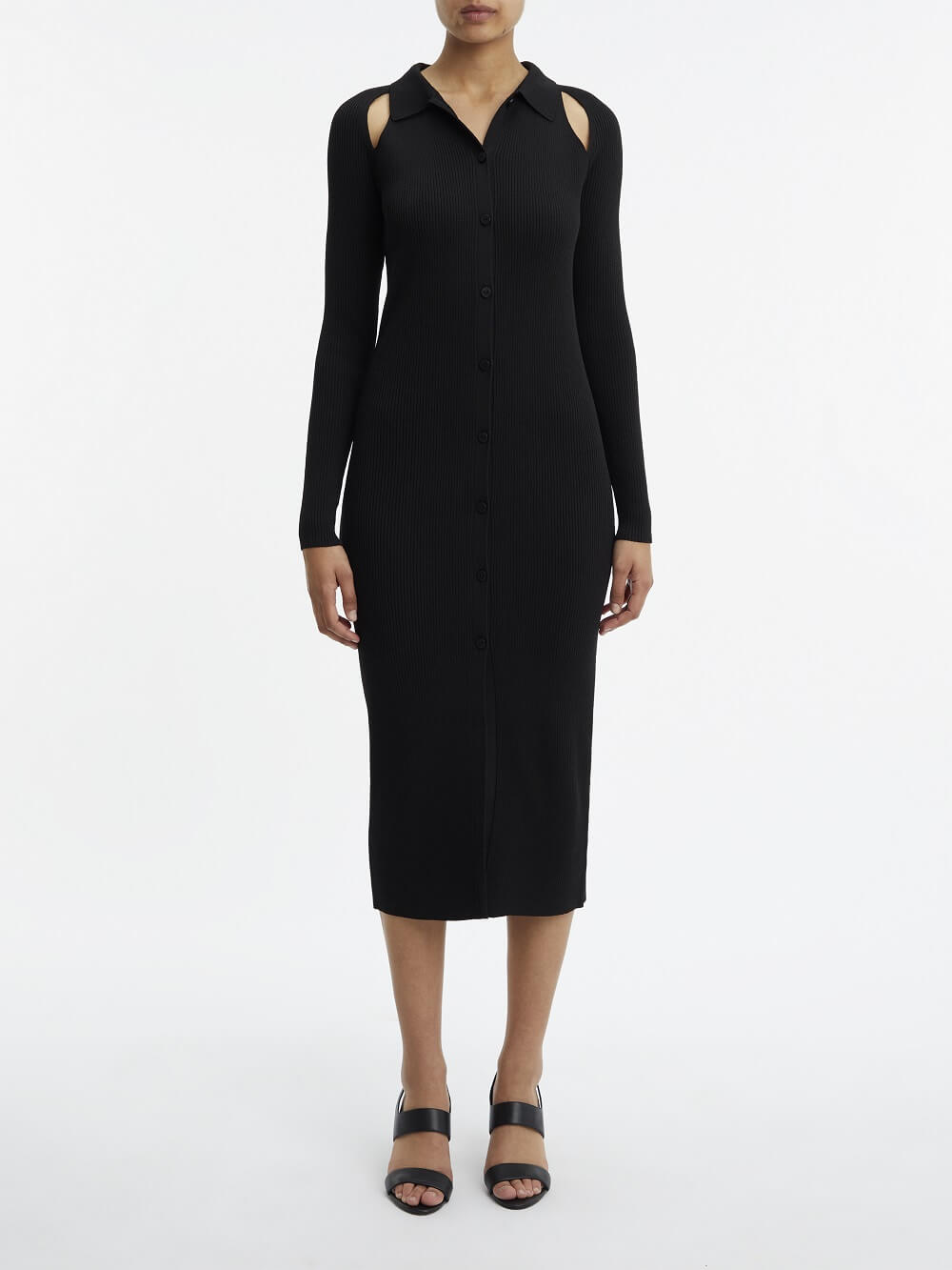 calvin-klein-women-naisten-mekko-iconic-rib-shirt-midi-dress-musta-1