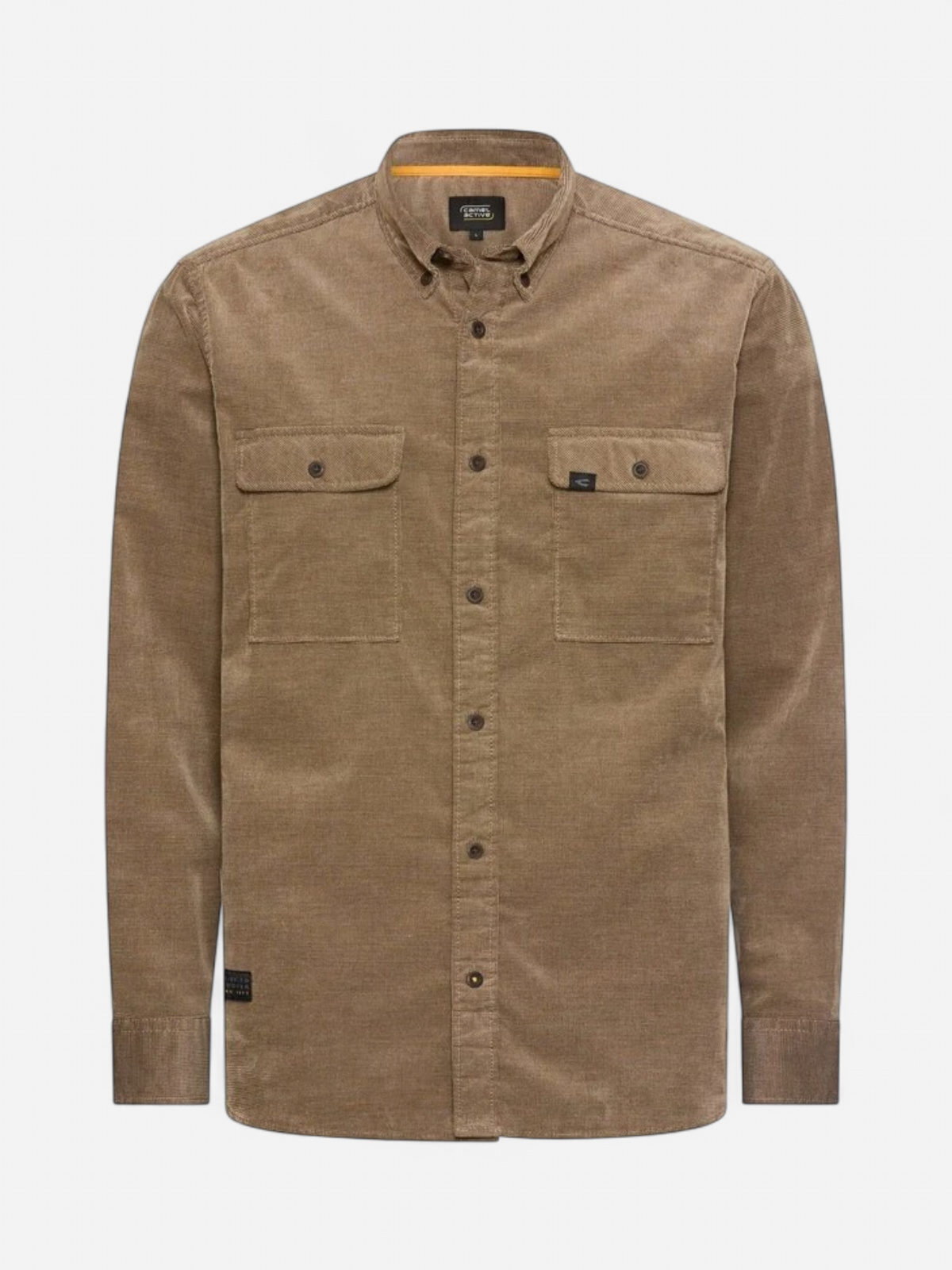Camel Active miesten kauluspaita Long-sleeved Shirt with Patch Pockets, ruskea - Kekäle.fi