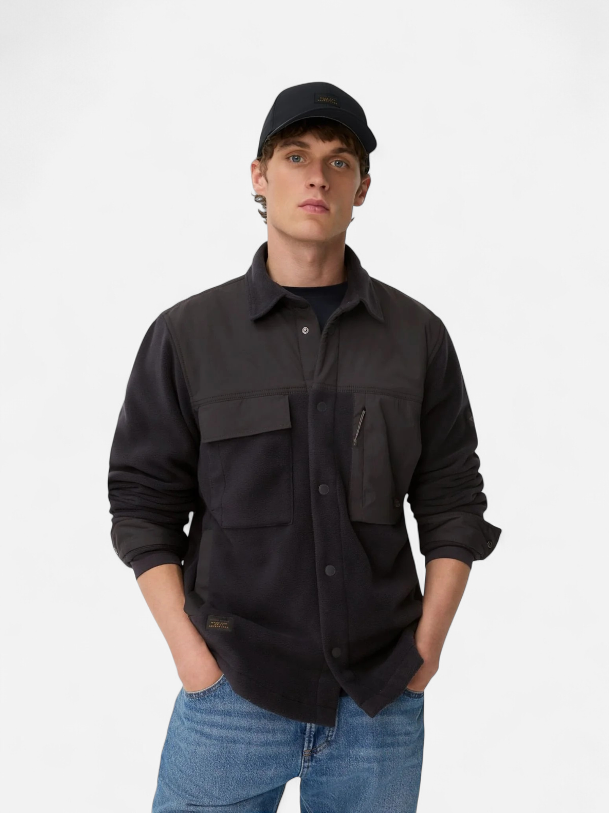 Camel Active miesten paita, CASUAL OVERSHIRT FLEECE Tummansininen - Kekäle.fi