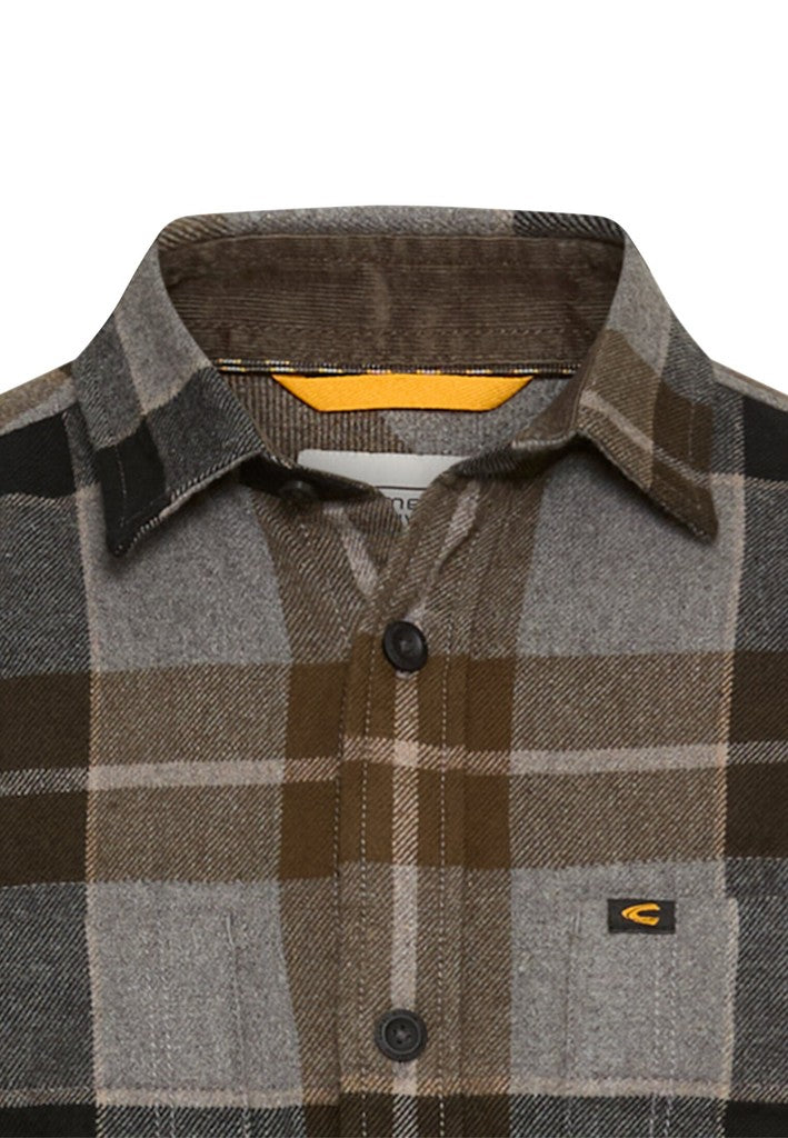 Camel Active miesten kauluspaita Flannel LS Shirt, ruskea ruutu