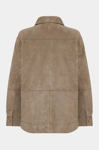 Saki naisten nahkatakki Cassy Shirt Jacket, ruskeanharmaa