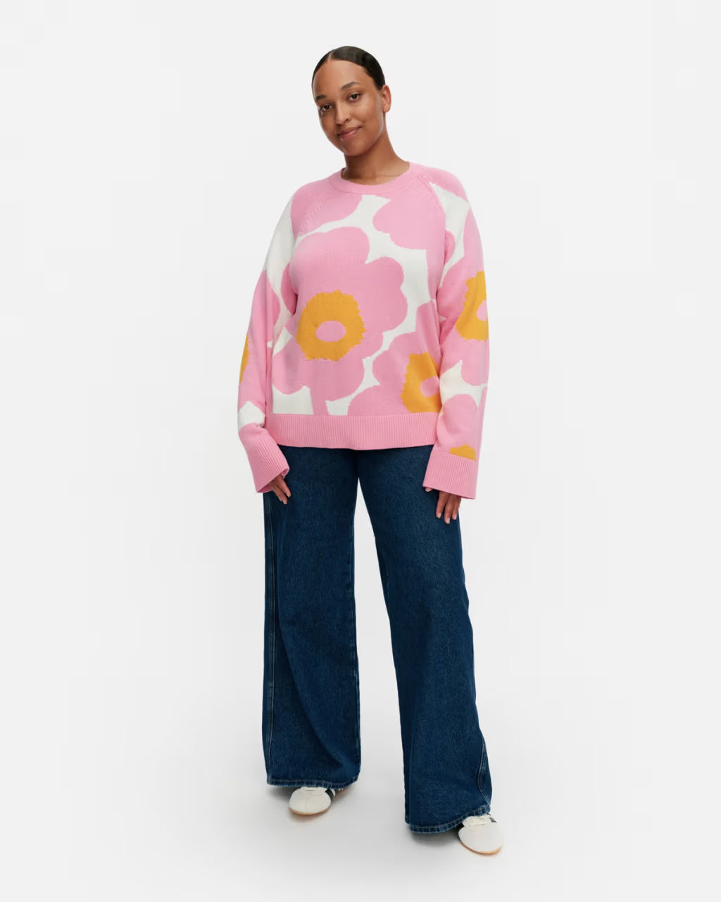 Marimekko naisten neulepusero Loitsu Unikko neulepusero, vaaleanpunainen kuosi