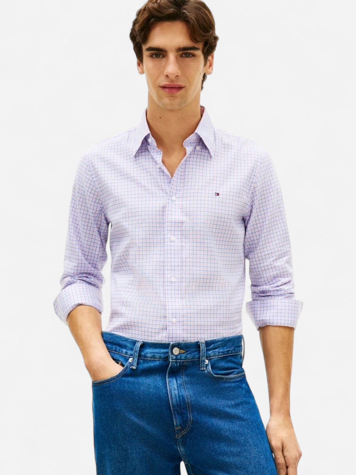 Tommy Hilfiger miesten kauluspaita CL Oxford Business Check Shirt, pinkki kuosi - Kekäle.fi