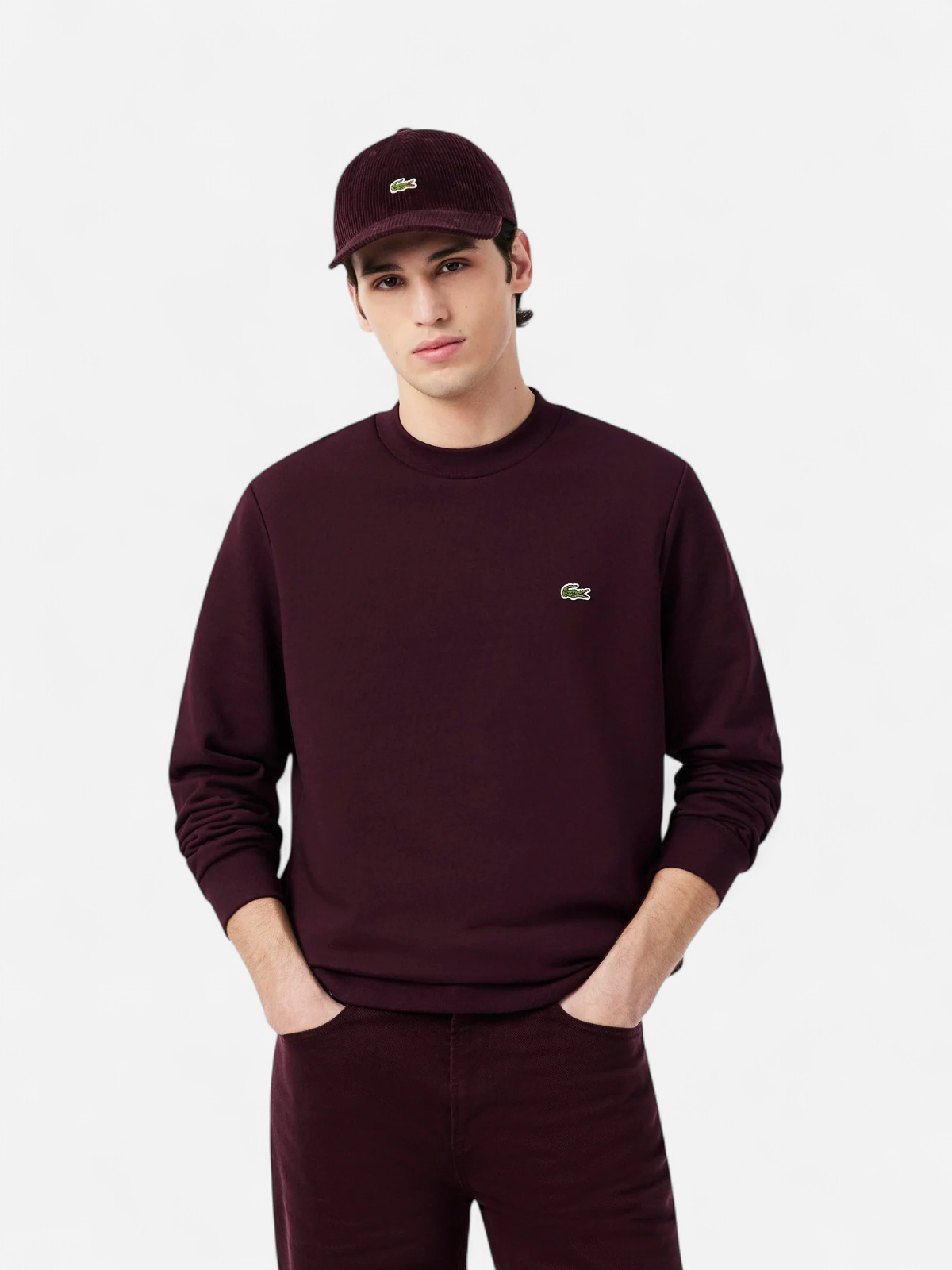 CLASSIC FIT COTTON FLEECE SWEATSHIRT TUMMA LUUMUNPUNAINEN - Kekäle.fi