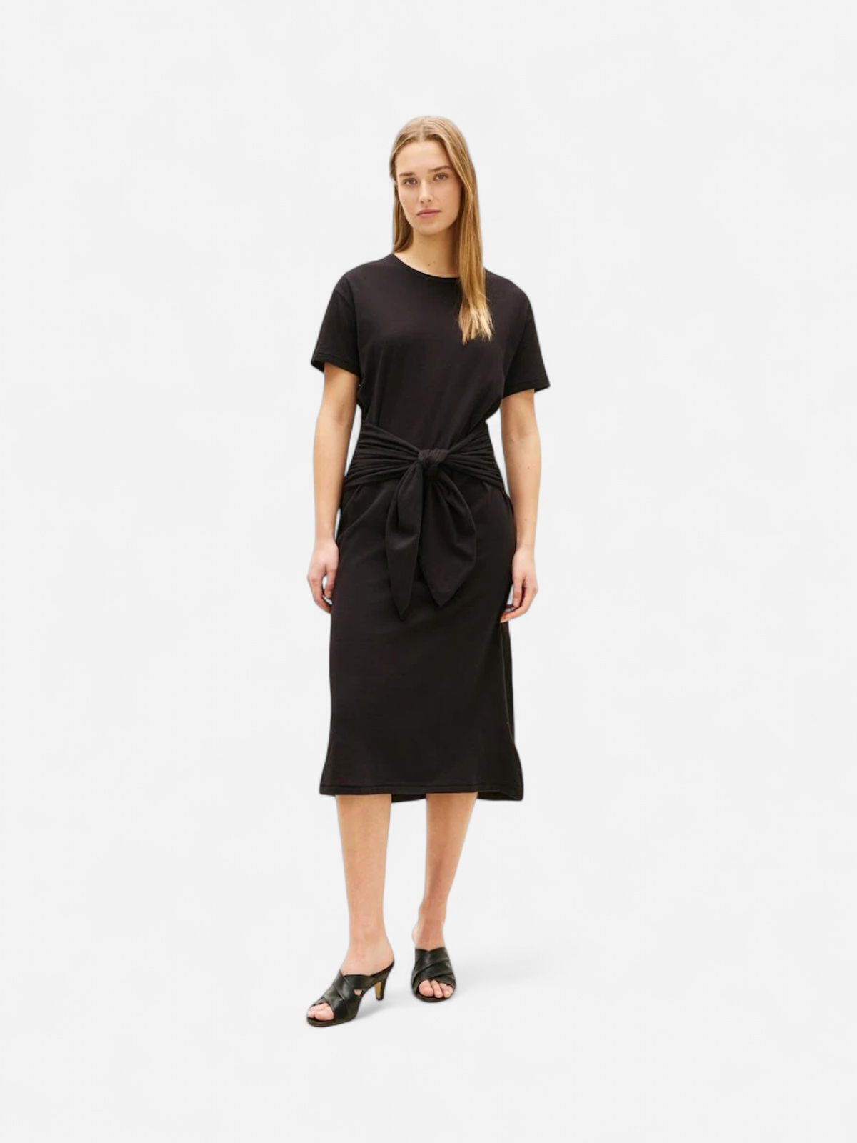 Tommy Hilfiger mekko Co Slub Knot Midi Dress, musta - Kekäle.fi